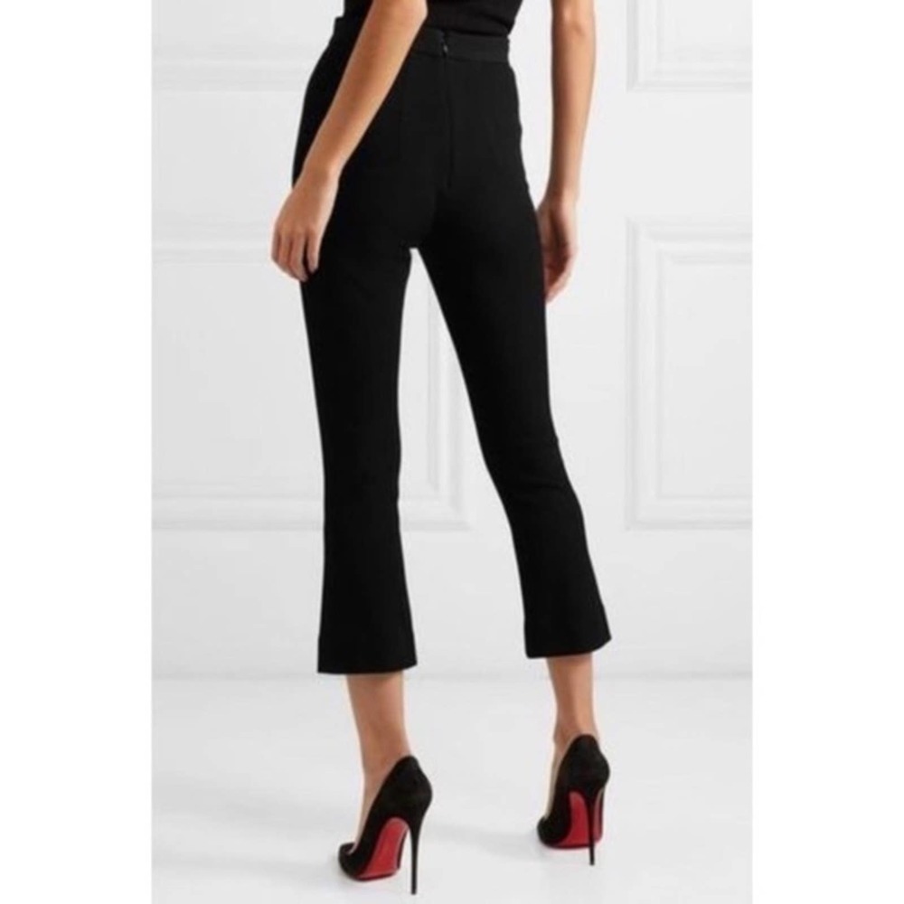 BALMAIN High Waist Black Tonal Diamond Pattern Knit Cropped Flares Sz Eur 38